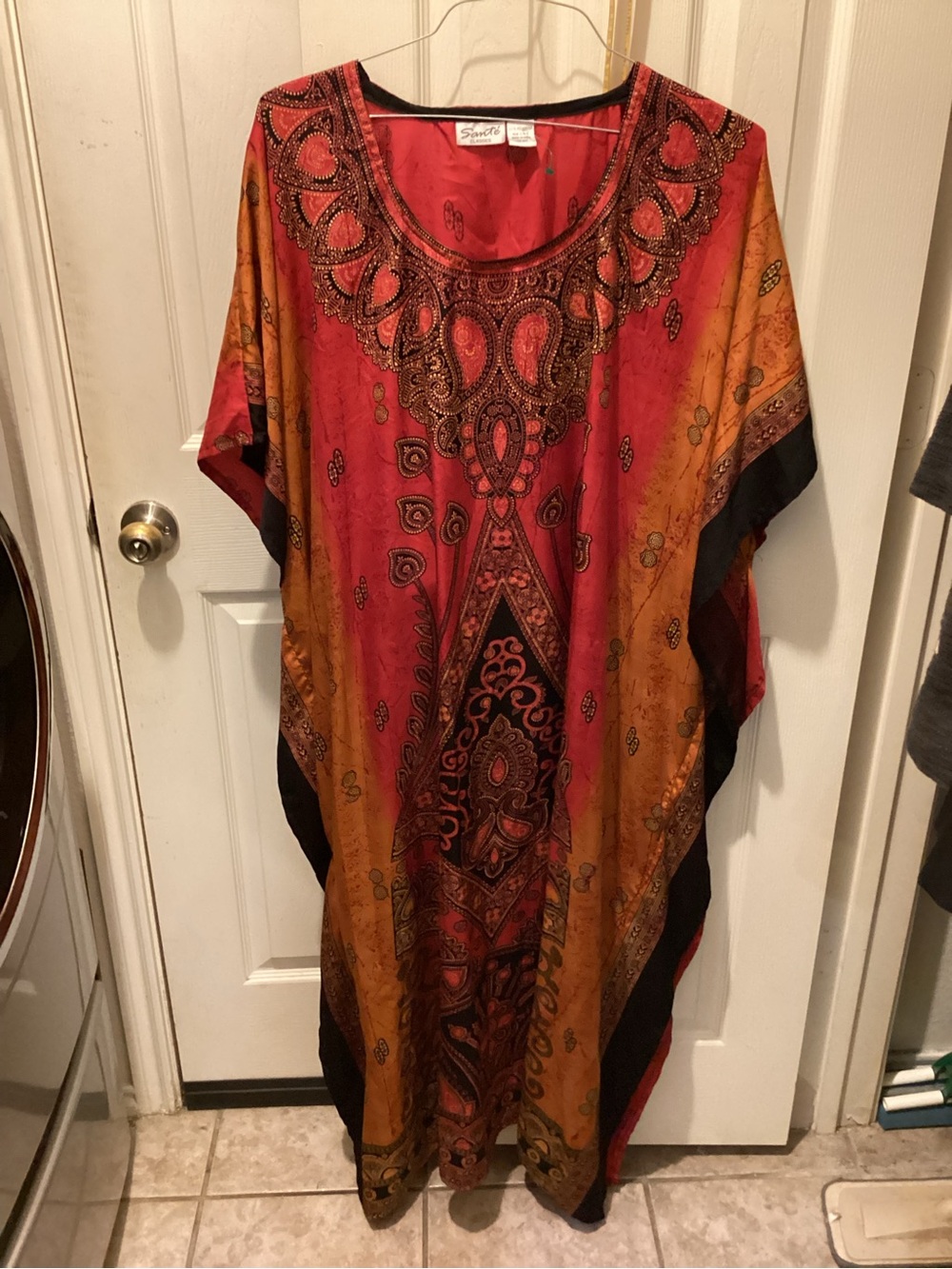 Sundress Bohemian Red & Orange Printed Kaftan